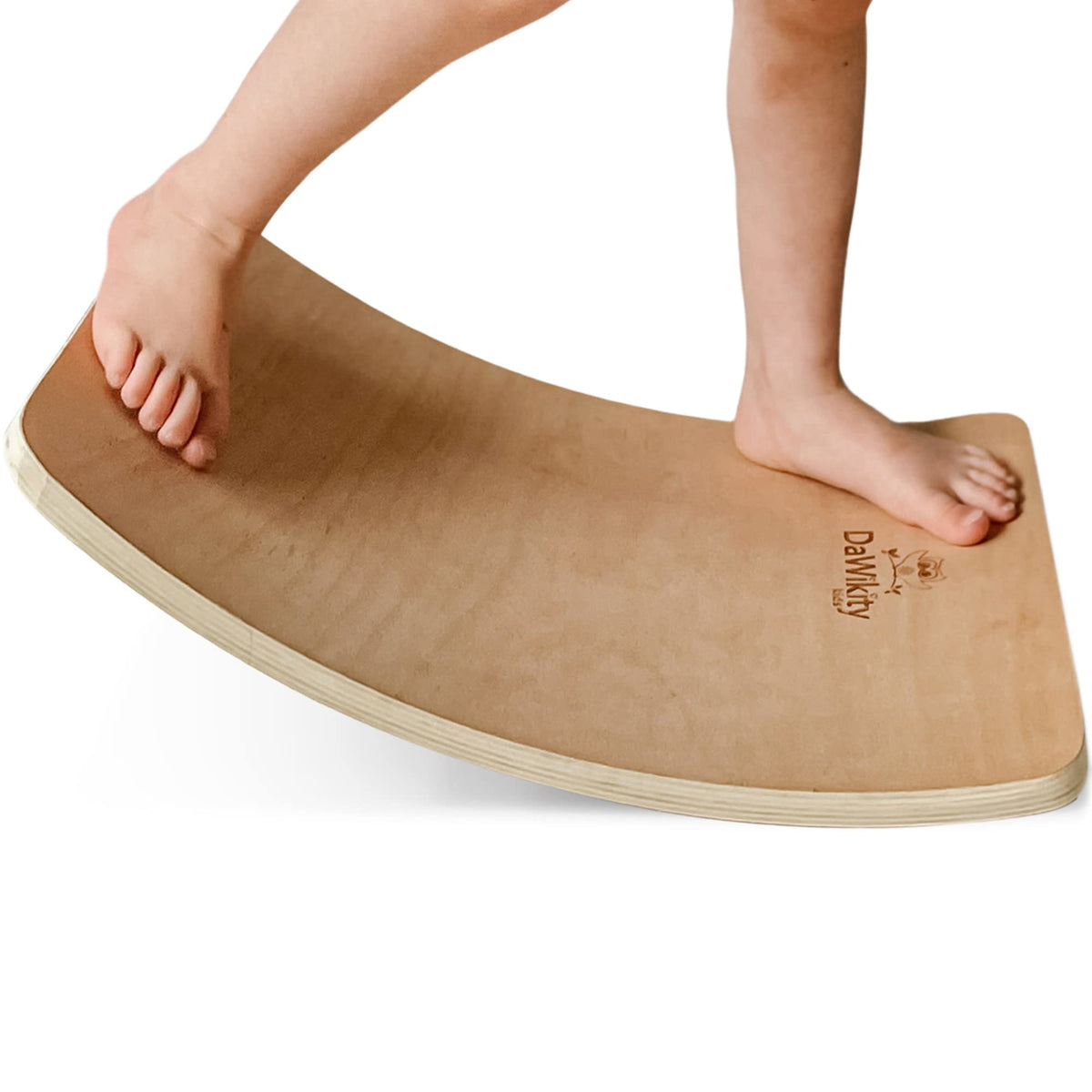 DaWikity Kids Balance Board - Wooden Wobble Board for Kids - Compact Balancing Trainer - Poplar Core - Eco-Coating - Sensory Motor Development - Core Strengthening - 17x12x3", Up to 480 lbs Capacity