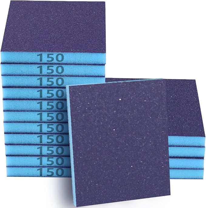 16 Pack 150 Grits Sanding Sponge Medium Sanding Block, Washable and Reusable Wet Dry Sandpaper Block Sandpaper Sponge for Wood Metal FurniturePaint and Drywall