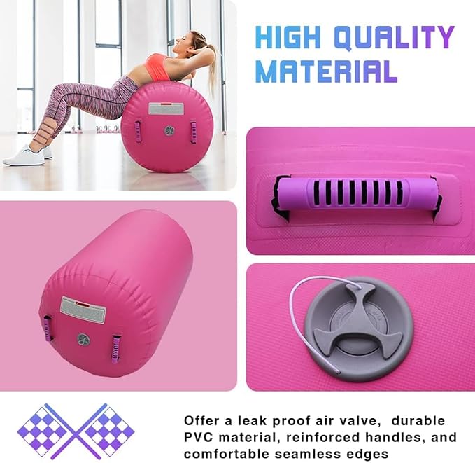 CZGBRO Gymnastics Barrel Air Roller NO Pump, Inflatable Tumbling Equipment Air Mat Octagon Mat for Backhandspring Training Cheerleading Home Use