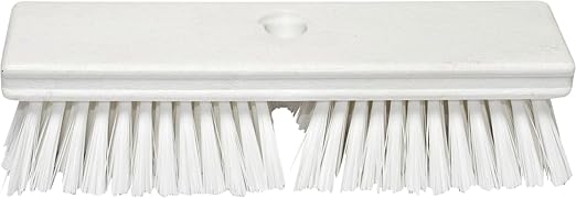 SPARTA Plastic Floor Scrub Brush, Brush Head Only, Deck Brush with ACME Standard Thread Fitting for Deck, Industrial Kitchens, and Hospitals, 10 Inches, White
