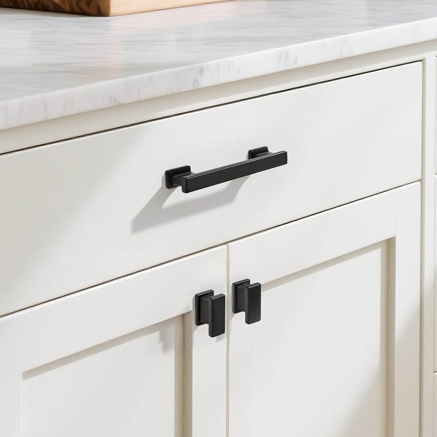 KNOBWELL 10 Pack Matte Black Solid Cabinet Knobs Overall Length 1-1/2 Inch Single Hole Kitchen Cabinet Hardware for Cupboard Drawer Dresser Knobs