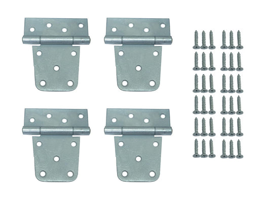 QCAA Heavy Duty Gate Hinge, 4-1/2" x 3-1/2" x 3.0mm, Hot Dipped Mechanical Galvanized, with Brass Fixed pin, Square Barn Hinge, Shed Door Hinge, 4 Pack, Made in Taiwan