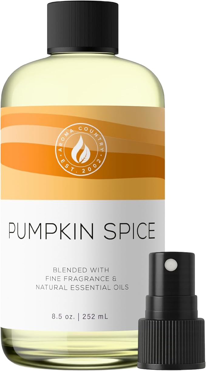 Aroma Country Pumpkin Spice Diffuser Oil - Luxury Essential Oils for Diffuser Refill & Air Freshener Room Spray, Long-Lasting, Natural Home Fragrance for Diffusers & Machines (8.5 Fl Oz)
