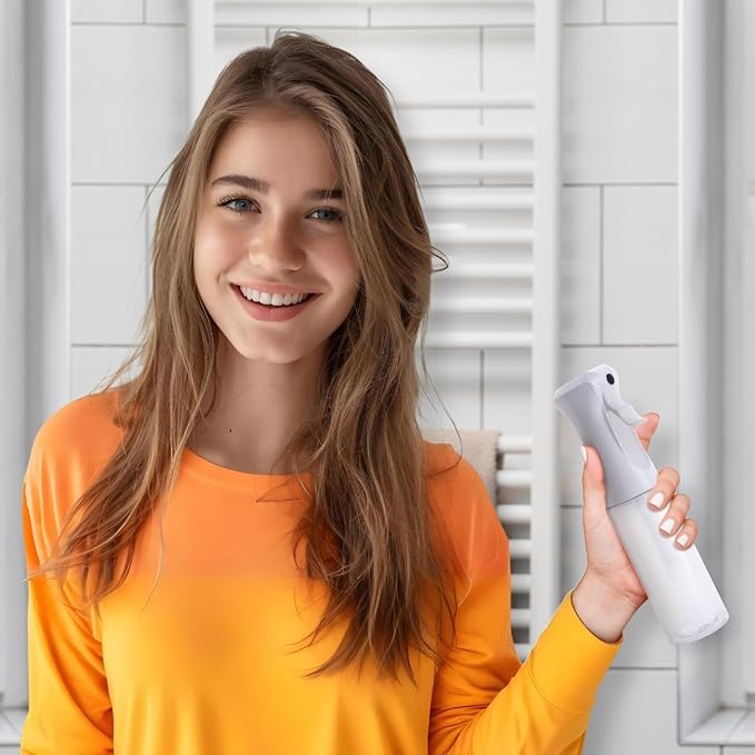 VIGOR PATH Continuous Spray Bottle - Ultra Fine Mist Water Sprayer for Hair, Home Cleaning, Plants, Salons - 200ml / 6.7oz Empty Spray Bottle (Clear)