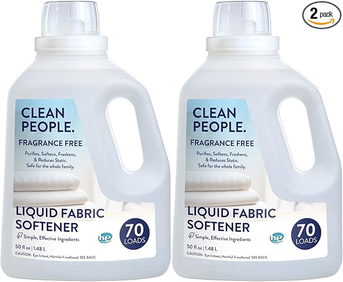 The Clean People Liquid Fabric Softener - Softens & Removes Static Cling - Vegan (100 Fl Oz, Fragrance Free)