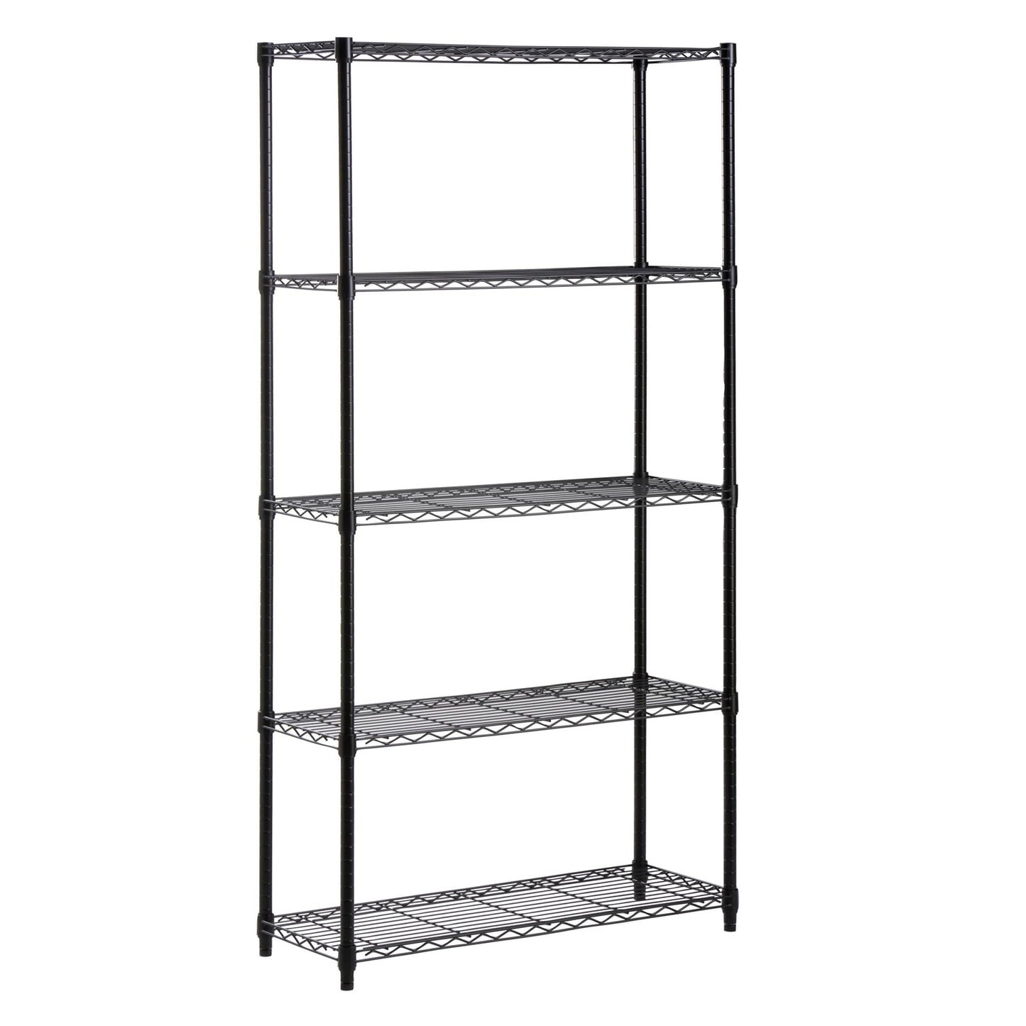 Honey-Can-Do 5-Tier Heavy-Duty Adjustable Shelves, Metal Storage Rack with 200-lb Shelf Capacity, Black, 14" W x 36" L x 72" H