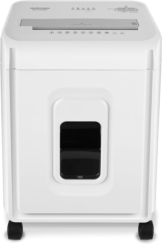 Aurora AU1270XB Professional Grade 12-Sheet Security P-4 Cross-Cut Paper and Credit Card/ 20 Minutes Continuous Run Time Shredder