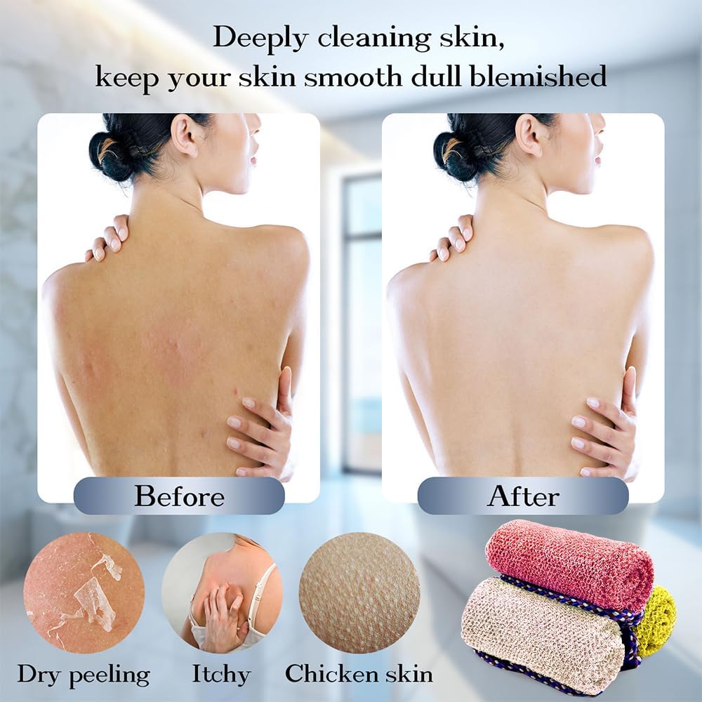 African Net Sponge with Handles 3 Pieces Long African Exfoliating Net Washcloth Bath Sponge Net Cloth Wash Net Body Back Scrubber for Shower Loofah