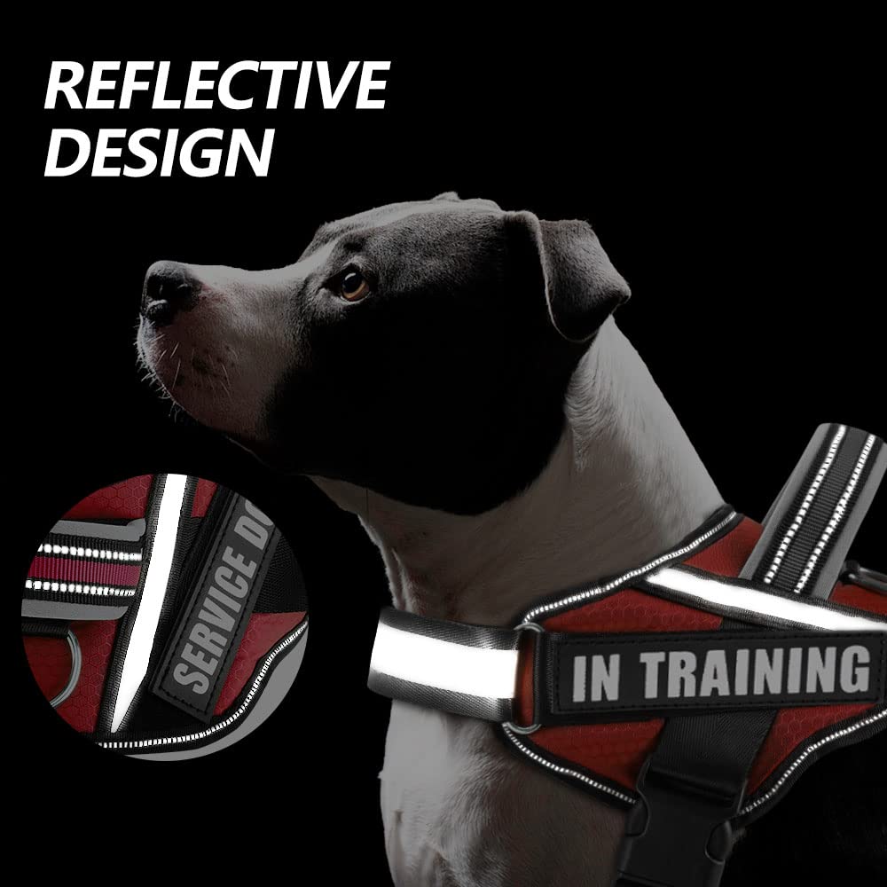 Dog Vest Harness and Patches Set, Animire in Training Service Dog Harness with 10 Dog Patches, Reflective Dog Vest with Handle for Small, Medium, Large, and Extra-Large Dogs