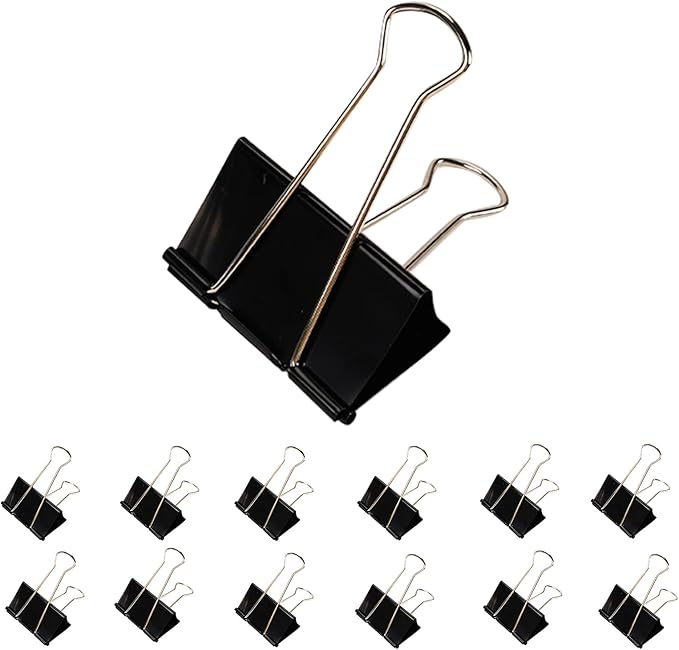 Jumbo Binder Clips 3 Inch - Extra Large Binder Clips 12 Pack, Heavy Duty Office Binder Clips for Paper, Documents, School & Office Supplies (12, 3 inch)
