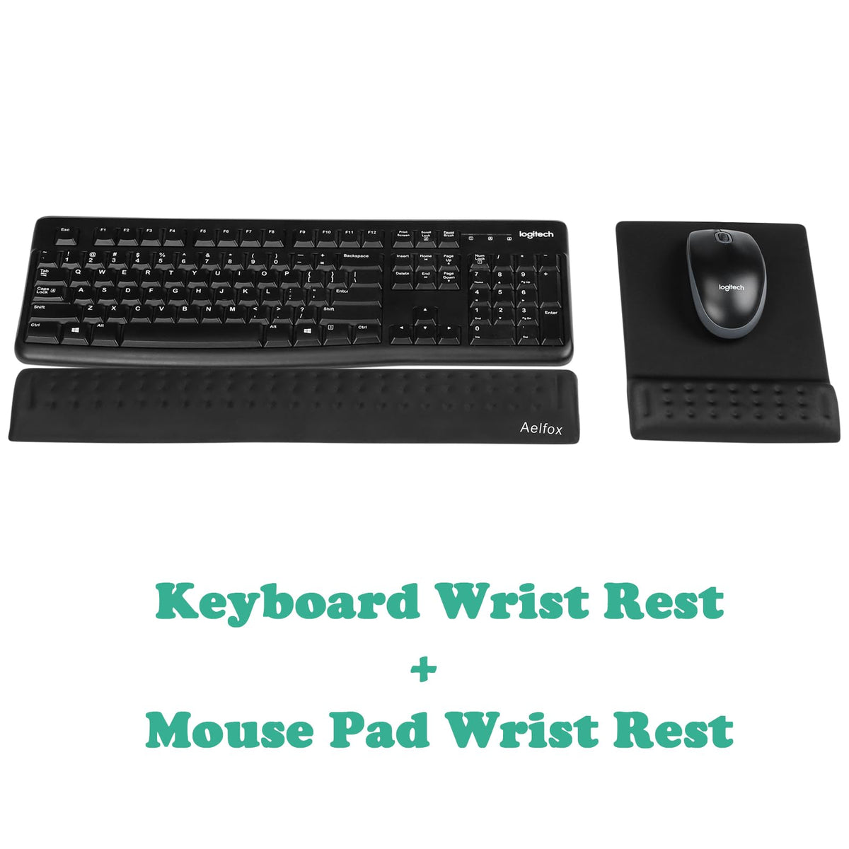 Keyboard Wrist Rest & Mouse Pad with Wrist Support Set, Memory Foam Ergonomic Wrist Pad for Computer Keyboard Laptop Wrist Rest, Arm Rest for Desk Accessories in Home Office School(Black)