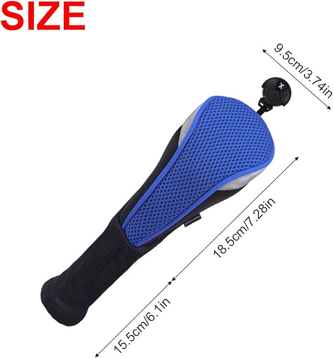 Andux 4pcs Long Neck Golf Hybrid Club Head Covers Dial No. Tag CTMT-02 | Mesh Breathable material | all the Same Size | Coloured Piping | Pull-On Closure