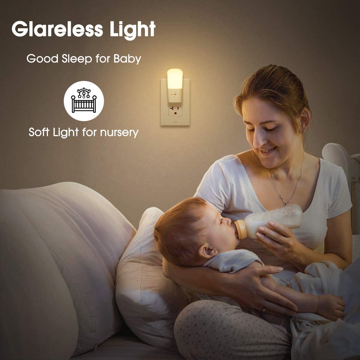 L LOHAS LED Dimmable Night Light[2 Pack], LED Night Lights Plug into Wall with Dusk to Dawn Sensor, Soft White 3000k Brightness Adjustable, Kids Nightlight for Bedroom,Baby Nursery,Hallway