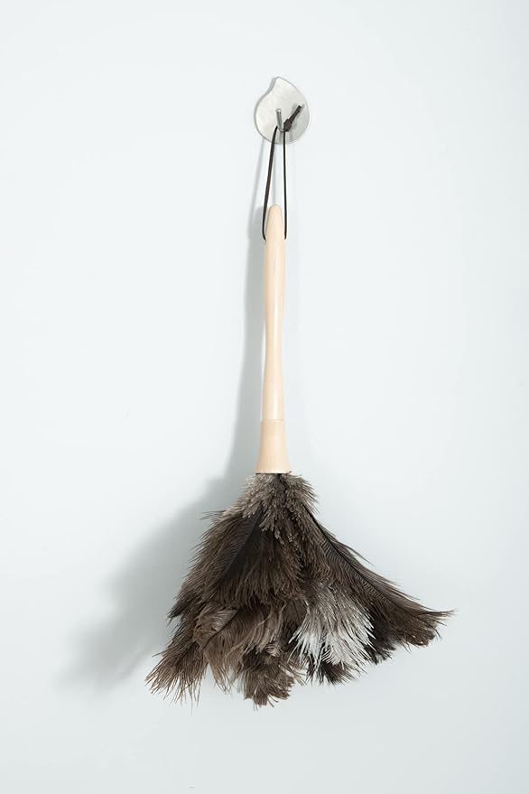 Superio Ostrich Feather Duster Fluffy Dust Remover, with Wooden Handle Reusable for Cleaning Homes, Ceilings, and Furniture (3 Pack) (1 Pack)