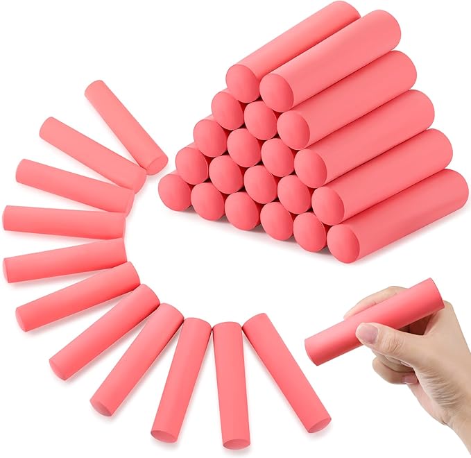 Fulmoon 40 Pcs Jumbo Sidewalk Chalk for Kids Outdoor Art Non Toxic Large Washable Street Chalk for Adults Drawing Painting Classroom(Red,Round Style)