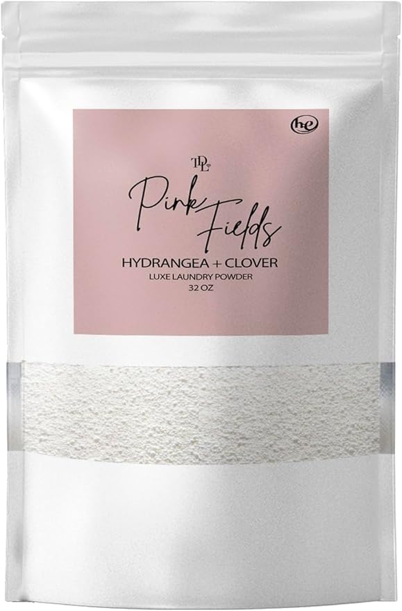 Home 'PINK FIELDS' Luxury Powdered Laundry Detergent – Hydrangea & Clover Scent – HE & Standard Machines – Stain & Odor Remover – Nontoxic & Biodegradable (32 oz / 64 Loads)