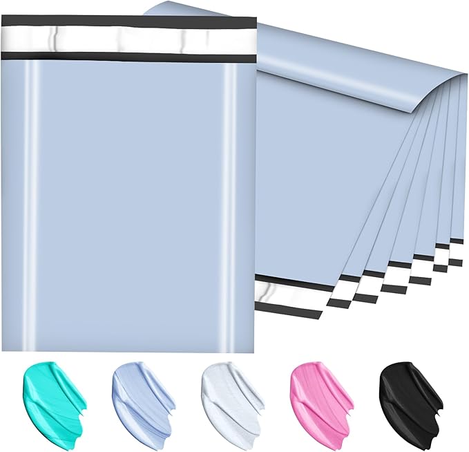 Poly Mailers 14.5x19, Large Poly Mailers 100 Pack, Shipping Mailers with Self Seal Adhesive, Waterproof and Tear-Proof Mailers Poly Bags for Small Business (Light Blue）