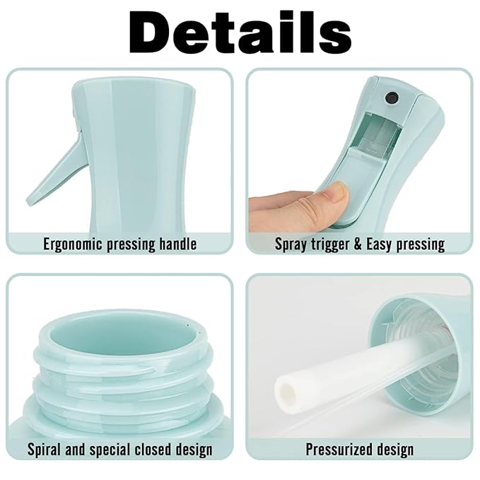 Continuous Mist Spray Bottle for Hair, Face & Plants (6.8oz/200ml) - Ultra Fine Travel-Size Water Mister for Salons, Cleaning, Pets & Skincare Leakproof Design