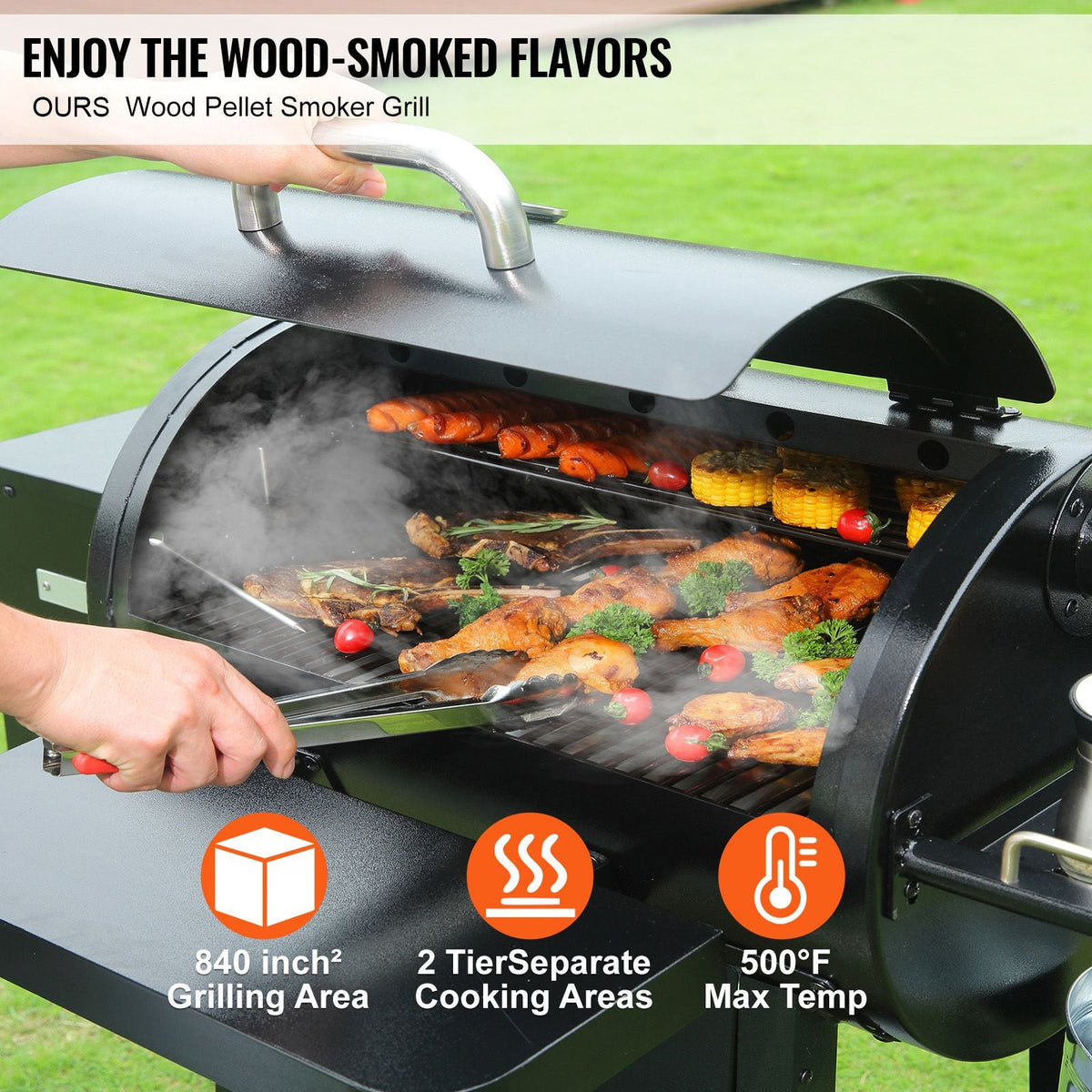 62 inch Portable Charcoal Grill, Propane Gas Grills with Cover and Cart, Heavy Duty Iron BBQ Grill, Mini Tabletop Smoker for Outdoor Cooking, Barbecue Camping, Picnic, Patio, and Backyard, Black