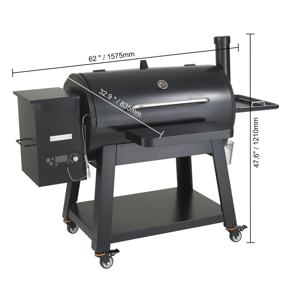 62 inch Portable Charcoal Grill, Propane Gas Grills with Cover and Cart, Heavy Duty Iron BBQ Grill, Mini Tabletop Smoker for Outdoor Cooking, Barbecue Camping, Picnic, Patio, and Backyard, Black