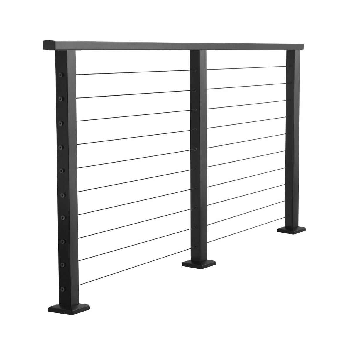 6.5 ft Complete Cable Railing Kit with Post, 35 inch Tall Matte Black Stainless Steel Handrail Cuttable for Outdoor/Indoor Steps, Level Hole Drilled Railing Posts System for Stairs,Deck,Balcony