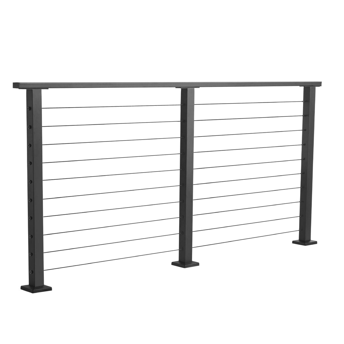 6.5 ft Complete Cable Railing Kit with Post, 35 inch Tall Matte Black Stainless Steel Handrail Cuttable for Outdoor/Indoor Steps, Level Hole Drilled Railing Posts System for Stairs,Deck,Balcony