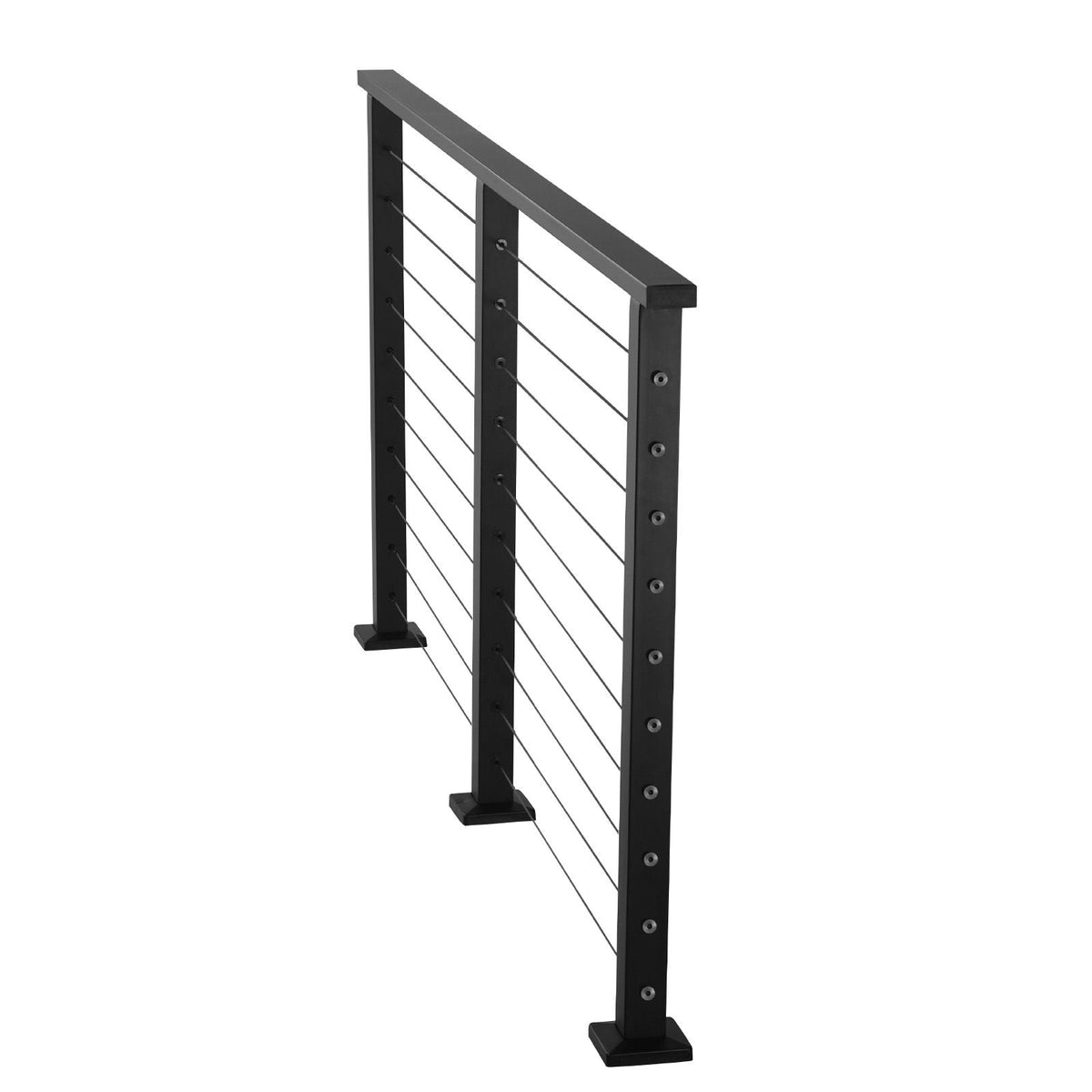 6.5 ft Complete Cable Railing Kit with Post, 35 inch Tall Matte Black Stainless Steel Handrail Cuttable for Outdoor/Indoor Steps, Level Hole Drilled Railing Posts System for Stairs,Deck,Balcony
