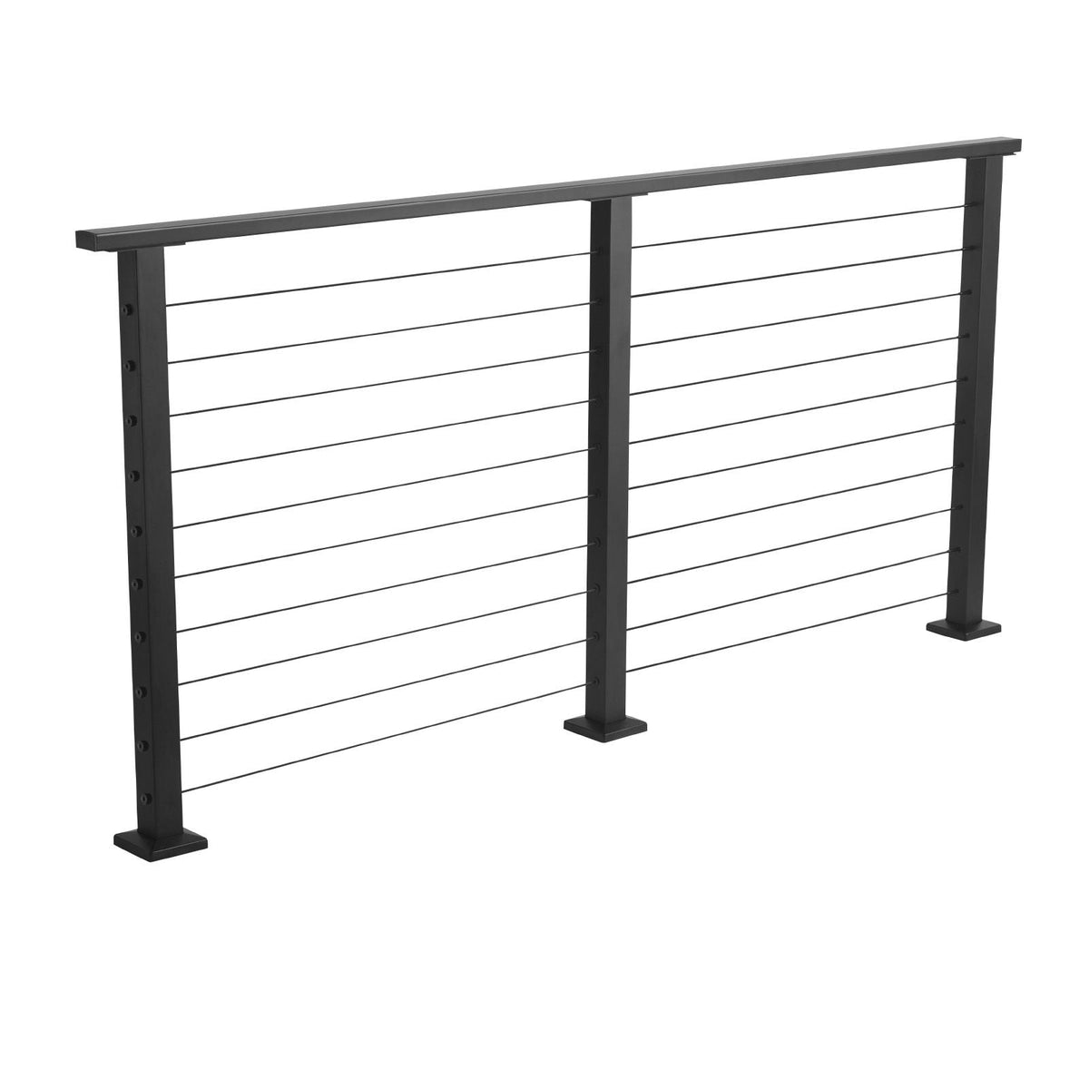 6.5 ft Complete Cable Railing Kit with Post, 35 inch Tall Matte Black Stainless Steel Handrail Cuttable for Outdoor/Indoor Steps, Level Hole Drilled Railing Posts System for Stairs,Deck,Balcony