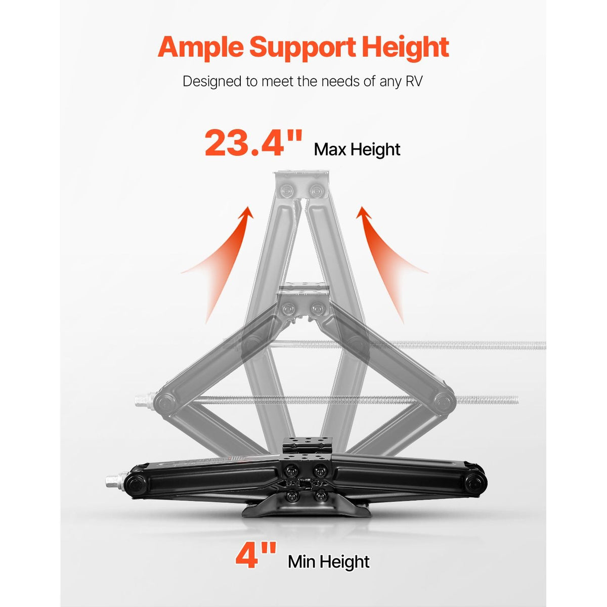 6500 lbs RV Scissor Jacks, 4-23.4 in RV Stabilizer Leveling Scissor Jacks, Set of 4, Heavy Duty Stabilizer Jack with Crank Handle, Socket and Bubble Levels, Not Easily Bent or Deformed