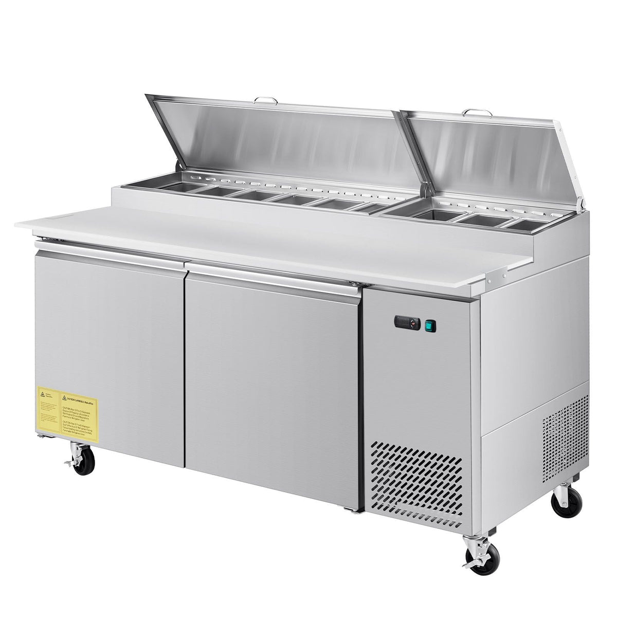 67"W Commercial Refrigerator, Pizza Prep Refrigerated Table, 20" Ultra Wide Countertop Food Prep Worktable, 20.3 Cu.Ft Single Door Salad Prep Fridge, 9 Pans Pizza Make Worktop with Cutting Board