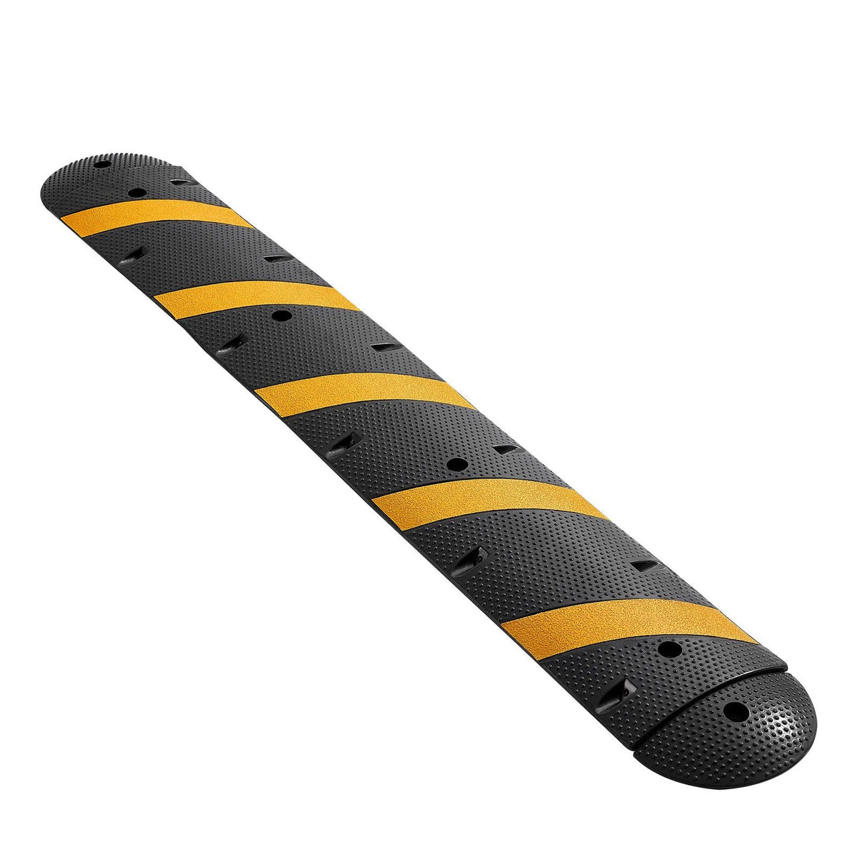 6FT Rubber Speed Bump, 2 Channel, Heavy Duty Traffic Speed Hump, 22000 lbs/axle Load Capacity, 72 in Cable Protector Ramp with Expansion Screws, for Asphalt Concrete Gravel Driveway Road, 1 Pack