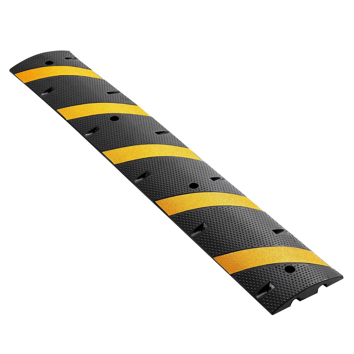 6FT Rubber Speed Bump, 2 Pack, 2 Channel Heavy Duty Traffic Speed Hump, 22000 lbs/Axle Load Capacity, 72 in Cable Protector Ramp with Expansion Screws, for Asphalt Concrete Gravel Driveway Road