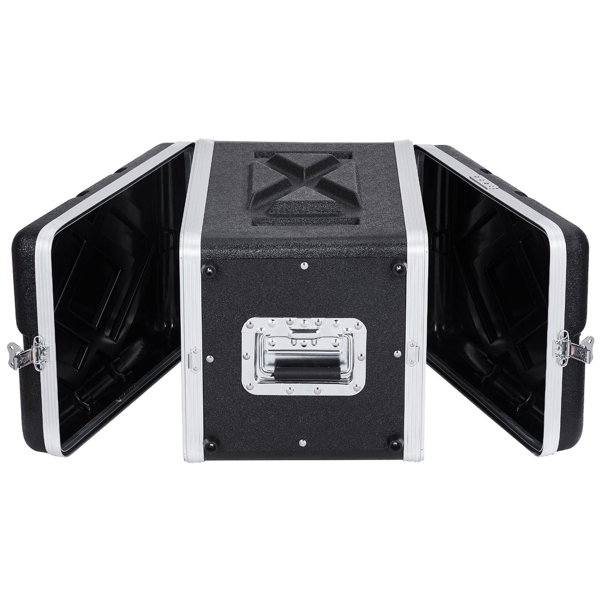 6U Rack Case, Standard 14 in Depth, Server Rack Cabinet with ABS Construction Handle Heavy-Duty Twist Butterfly Latches, Detachable Front & Back Panels, for Amps, Mixers, Microphone Receivers