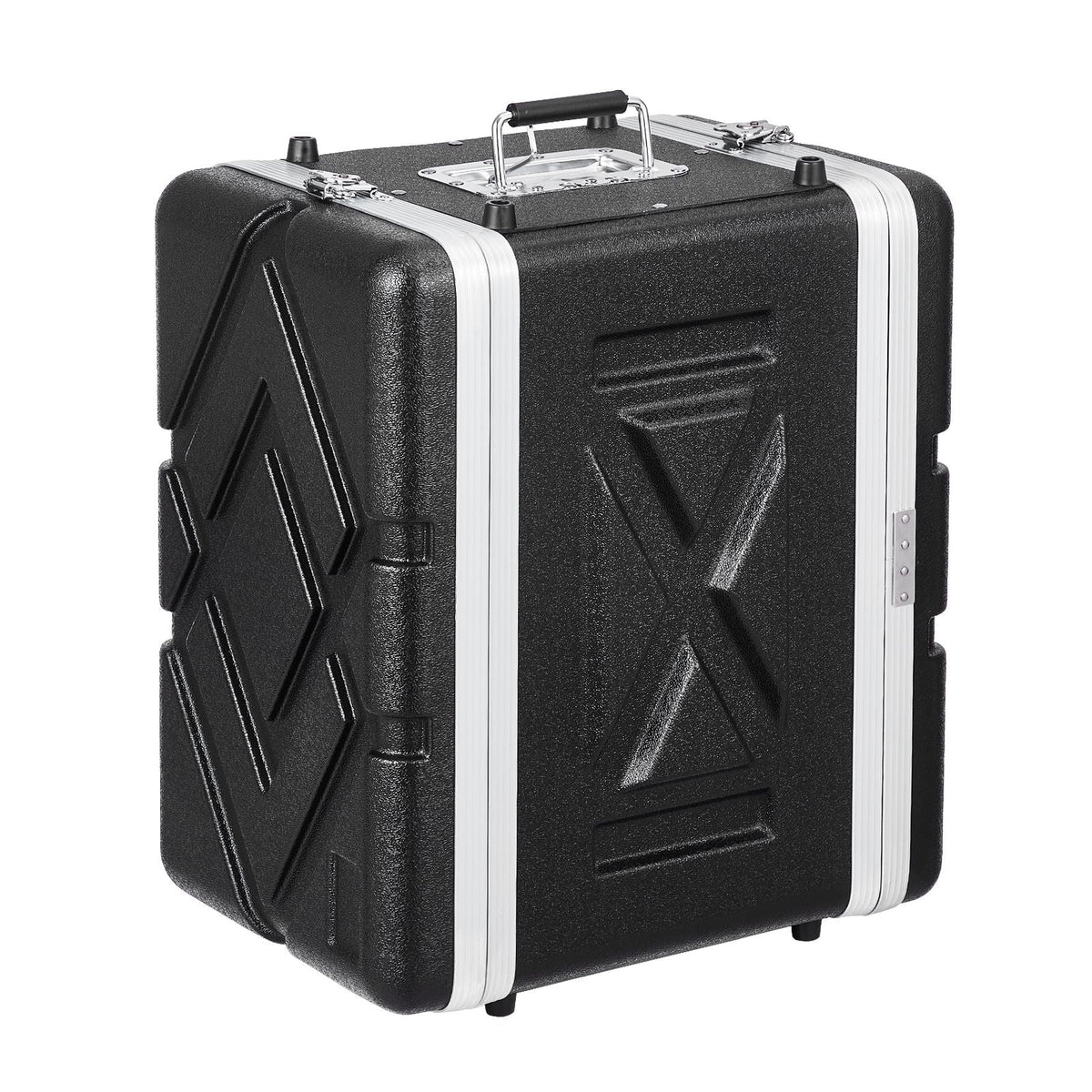6U Rack Case, Standard 14 in Depth, Server Rack Cabinet with ABS Construction Handle Heavy-Duty Twist Butterfly Latches, Detachable Front & Back Panels, for Amps, Mixers, Microphone Receivers