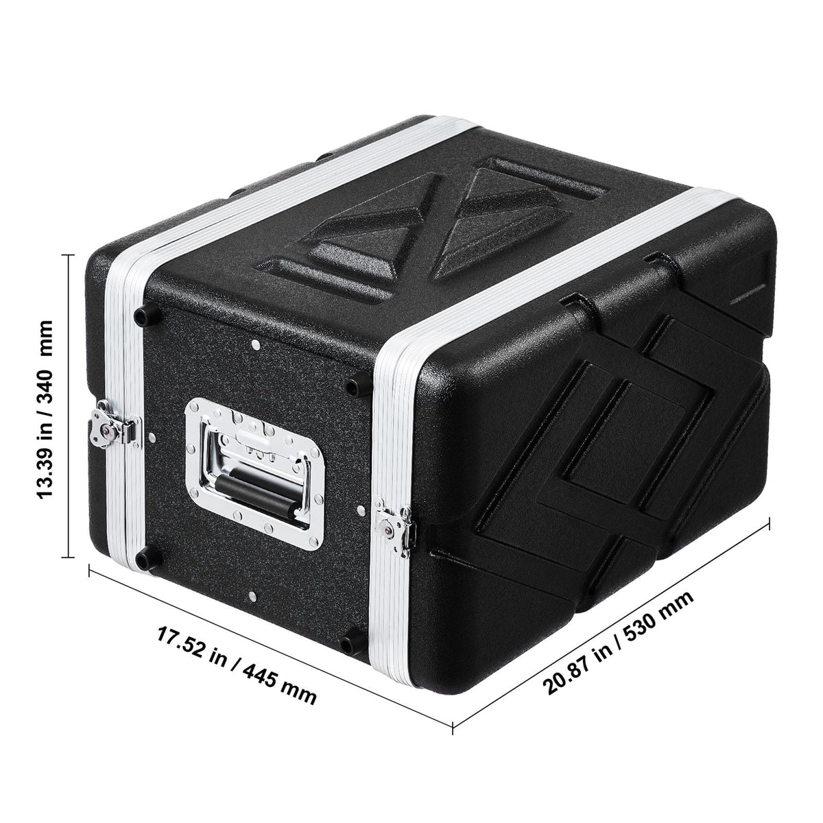 6U Rack Case, Standard 14 in Depth, Server Rack Cabinet with ABS Construction Handle Heavy-Duty Twist Butterfly Latches, Detachable Front & Back Panels, for Amps, Mixers, Microphone Receivers