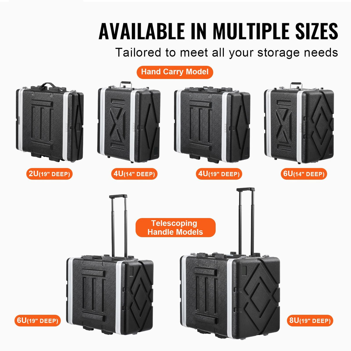 6U Rack Case, Standard 14 in Depth, Server Rack Cabinet with ABS Construction Handle Heavy-Duty Twist Butterfly Latches, Detachable Front & Back Panels, for Amps, Mixers, Microphone Receivers