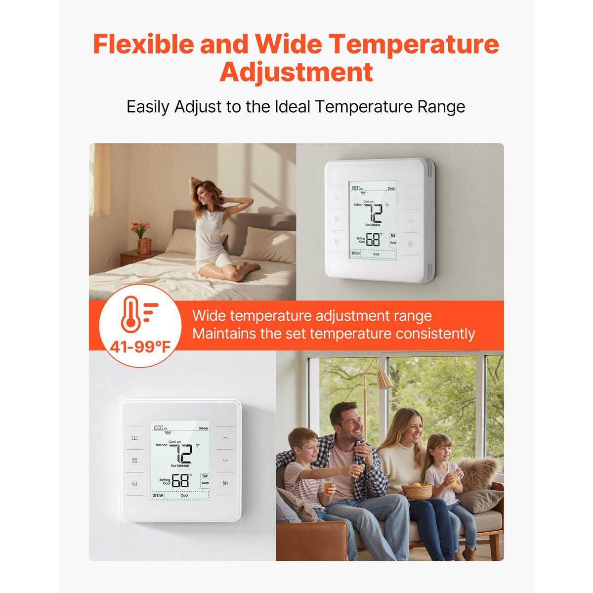 7-Day Programmable Thermostat, Home Thermostats for Heat Pump,Air Conditioner,Underfloor Heating, LED Screen with Backlight & 1Cool+1Heat,Energy-Efficient,Wide Temp Range,White