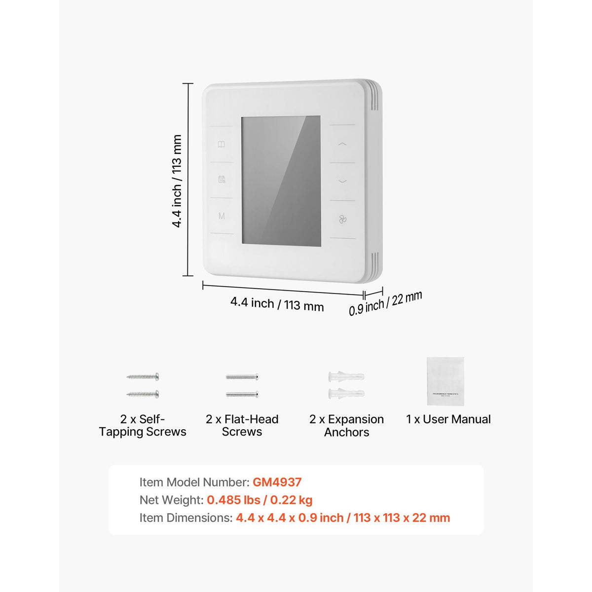 7-Day Programmable Thermostat, Home Thermostats for Heat Pump,Air Conditioner,Underfloor Heating, LED Screen with Backlight & 1Cool+1Heat,Energy-Efficient,Wide Temp Range,White