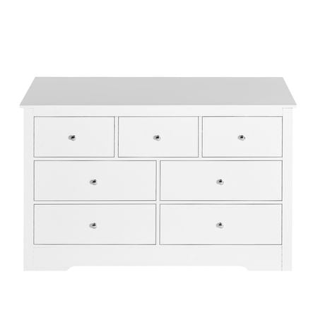 7 Drawer Dresser, Wooden Chest of Drawers with Sliding with Anti-tip Device, Modern Minimalist Dresser Chest, Closet Storage Organizer for Living Room, Hallway, Bedroom, Entryway, Light Wood