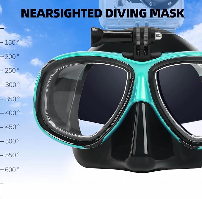 Nearsighted Snorkeling Gear for Adults Youth, Professional Full Dry Top Silicone Snorkel Set, Anti-Fog Scuba Diving Mask with Adjustable Strap