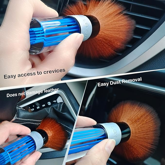 Car Interior Dusting Brush Auto Dust Sweeping Soft Bristles Detail Brush Dashboard Mini Duster Interior Cleaning Brush Tool for Car Seat,Vent,Dash Microfiber Detailing Brushes Supplies 2PCS