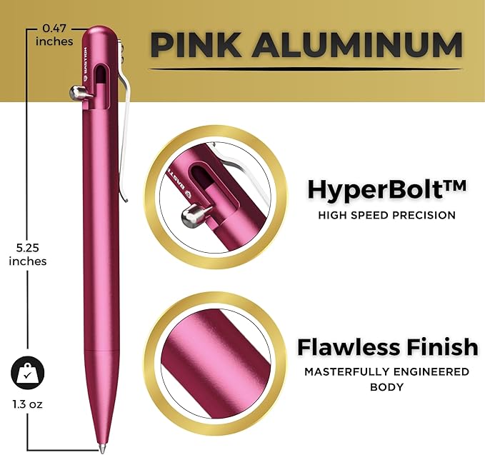 BASTION® Luxury Bolt Action Pen, Durable Professional Ballpoint Pen with Fine Tip, EDC Pen, Ink Refillable Pen for Birthday Gift, Travel Pen for School and Work