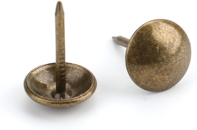 Kingrol 500 Count Upholstery Nails Pins, 7/16"/11mm Antique Brass Finish Furniture Tacks Upholstery Tacks