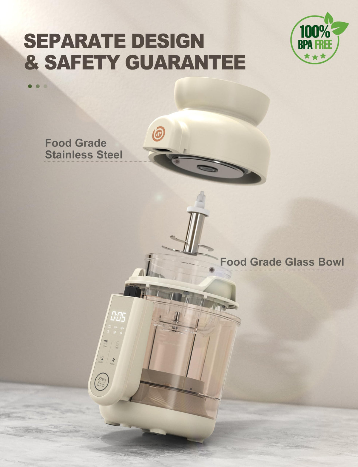 Babynutri Auto Baby Food Maker, Glass Baby Food Mills, Baby Blender & Steamer and Puree Maker with Auto Cooking, Easy Cleaning, Dishwasher Safe, Cook at Home, Touch Screen Control