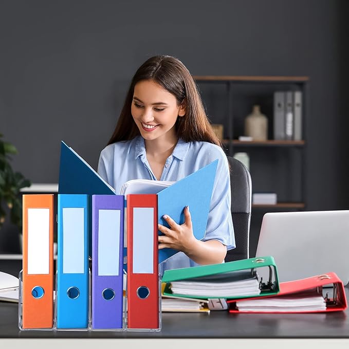 4Pack 4-Section Clear Acrylic Desk File Sorter, Desktop File organizer Purse Handbag divided organizer for Book, Envelopes, Mail, Document, Notebook, Office Supplies (13x5.9x5inch)