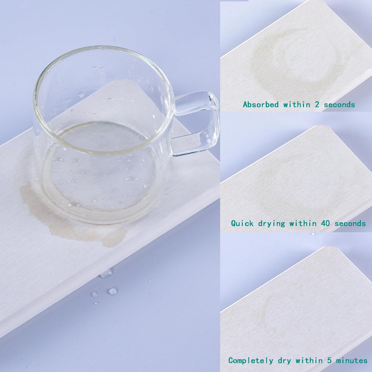 2 Pcs Water Absorbing Stone Trays, Kitchen/Bathroom Sink Soap Dish, Diatomite Tray Used for Hand Soap & Cosmetic Bottles in The Modern Home, 4" W x 8.3" L, White