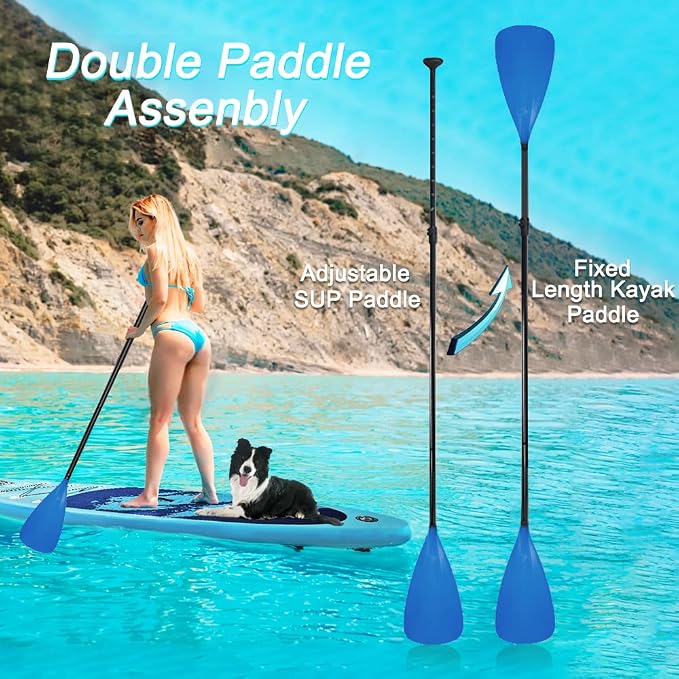 LBW SUP Paddle Board Paddle Stand up Paddleboard Paddles - 3-Piece or 4-Piece Floating Alloy Portable SUP Kayak Paddle Adjustable 2-Sided Paddle