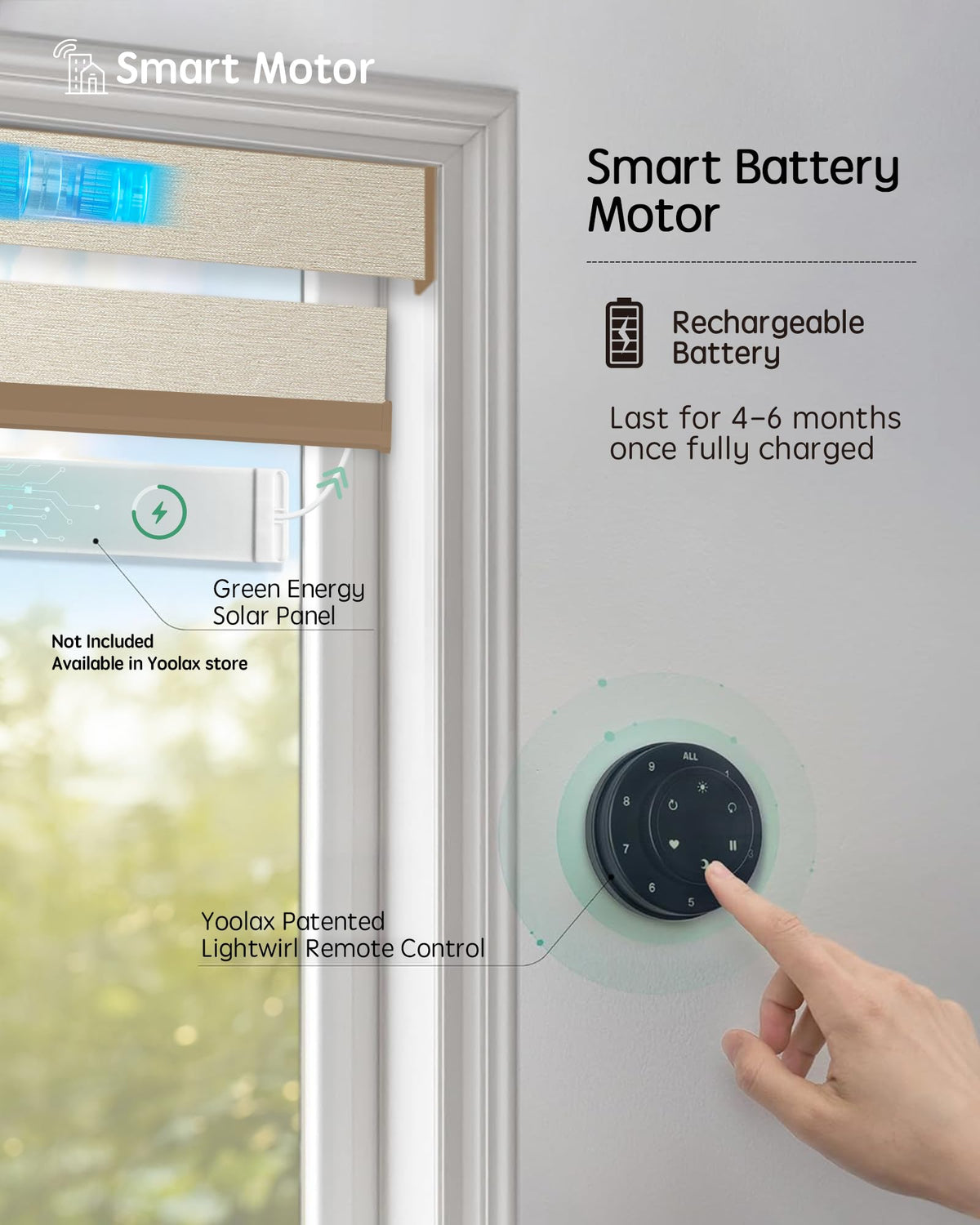 Yoolax Motorized Zebra Blinds Works with Alexa, Motorized Blinds with Remote Custom Size, Privacy Electric Zebra Shades for Windows (80% Shading Luxury Coffee)