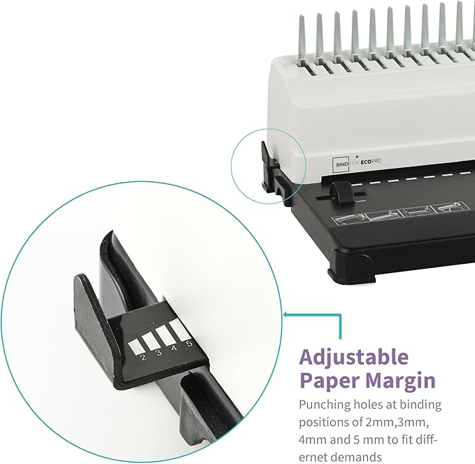 Binditek Binding Machine, 19-Hole, 450 Sheets, Comb Binder Machines with 100 PCS 1/2" Comb Spines, for Letter Size, A5 or Smaller Sizes