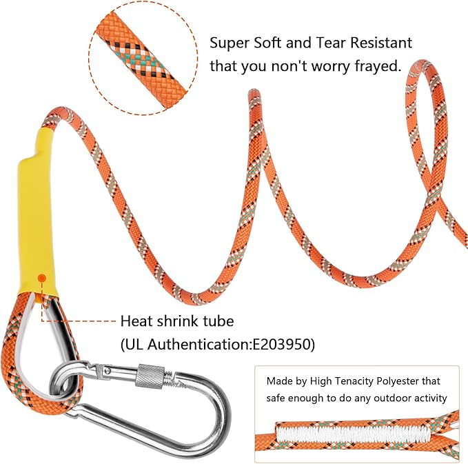 X XBEN Outdoor Climbing Rope 10M(32ft) 20M(64ft) 30M(96ft) 50M(160ft) 70M(230ft) 152M(500FT) 352M(1000FT) Static Rock Climbing Rope for Escape Rope Ice Climbing Equipment Fire Rescue Parachute